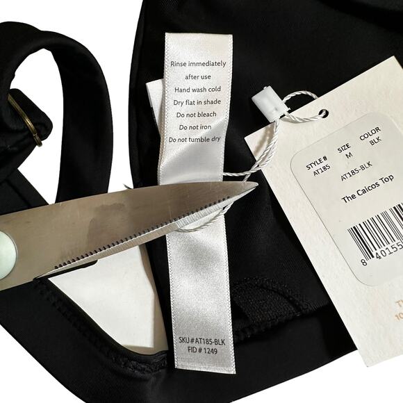 NWT Andie Swim The Caicos Bikini Top Black Size Medium Beach Pool Resort Travel - Picture 6 of 7